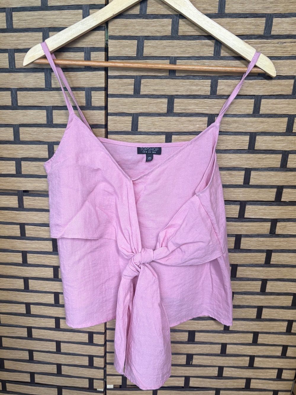 Topshop Pink Tie Front Tank Top Size 6